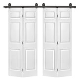 72"x80" Hollow Core 6-Panel White MDF Bi-Fold Barn Doors