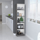 5-Tier Slim Bookcase Matt Gray White Office Shelf Unit