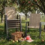 6-Piece Outdoor Dining Chairs, Ergonomic Seat, 350 lbs Capacity