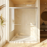 56-60in x 72in Aluminum Frame Double Sliding Shower Door, Brushed Nickel, 6mm