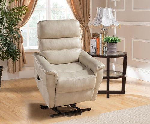 Power Lift Chair Faux Leather Reclining Gaming Cream