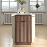 Walnut Woodgrain Tilt-Out Trash Can Cabinet Wave Drawer