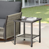 Outdoor Wicker Side Table 22x18x18 All Weather Rattan Square