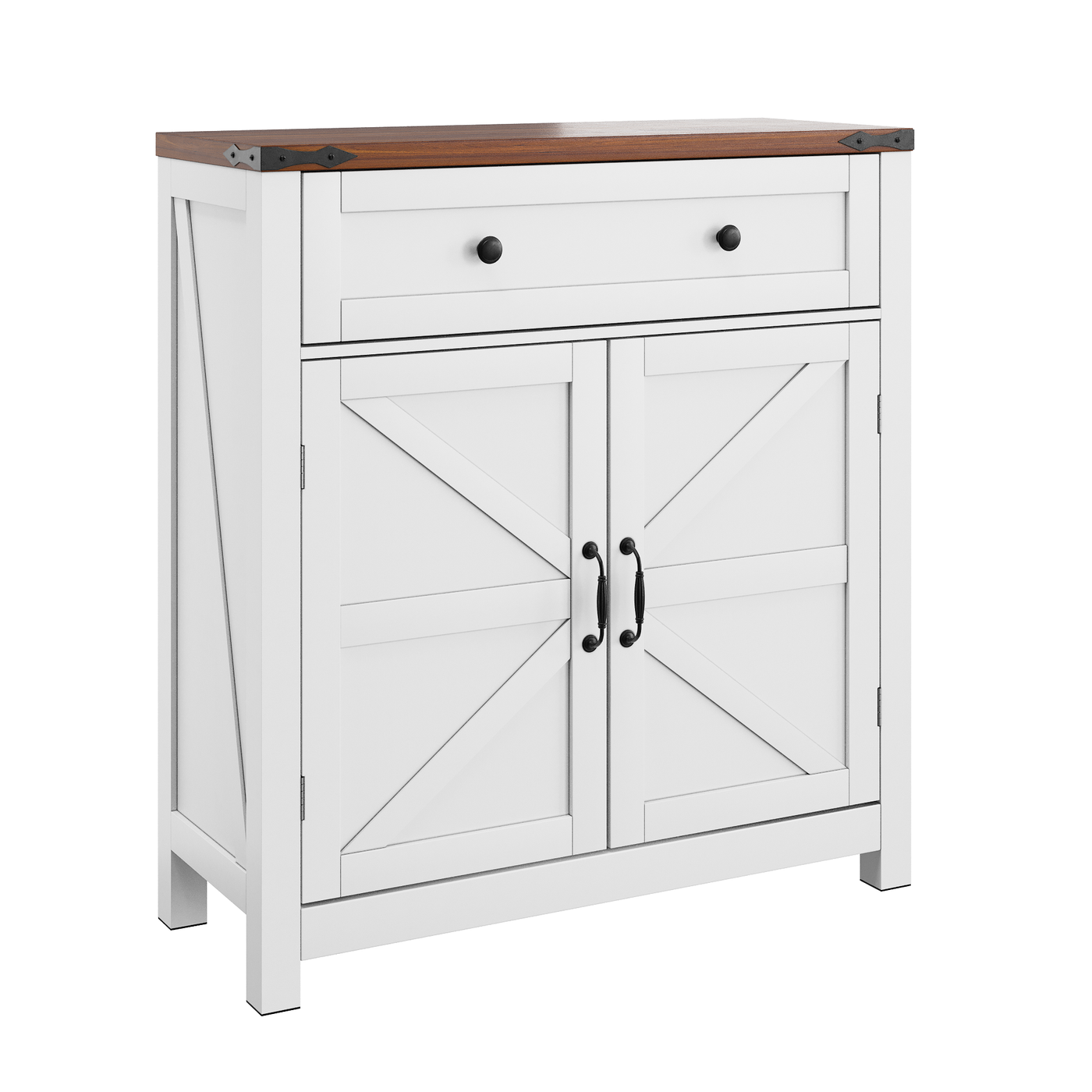 Farmhouse Storage Cabinet White Walnut Countertop Kitchen