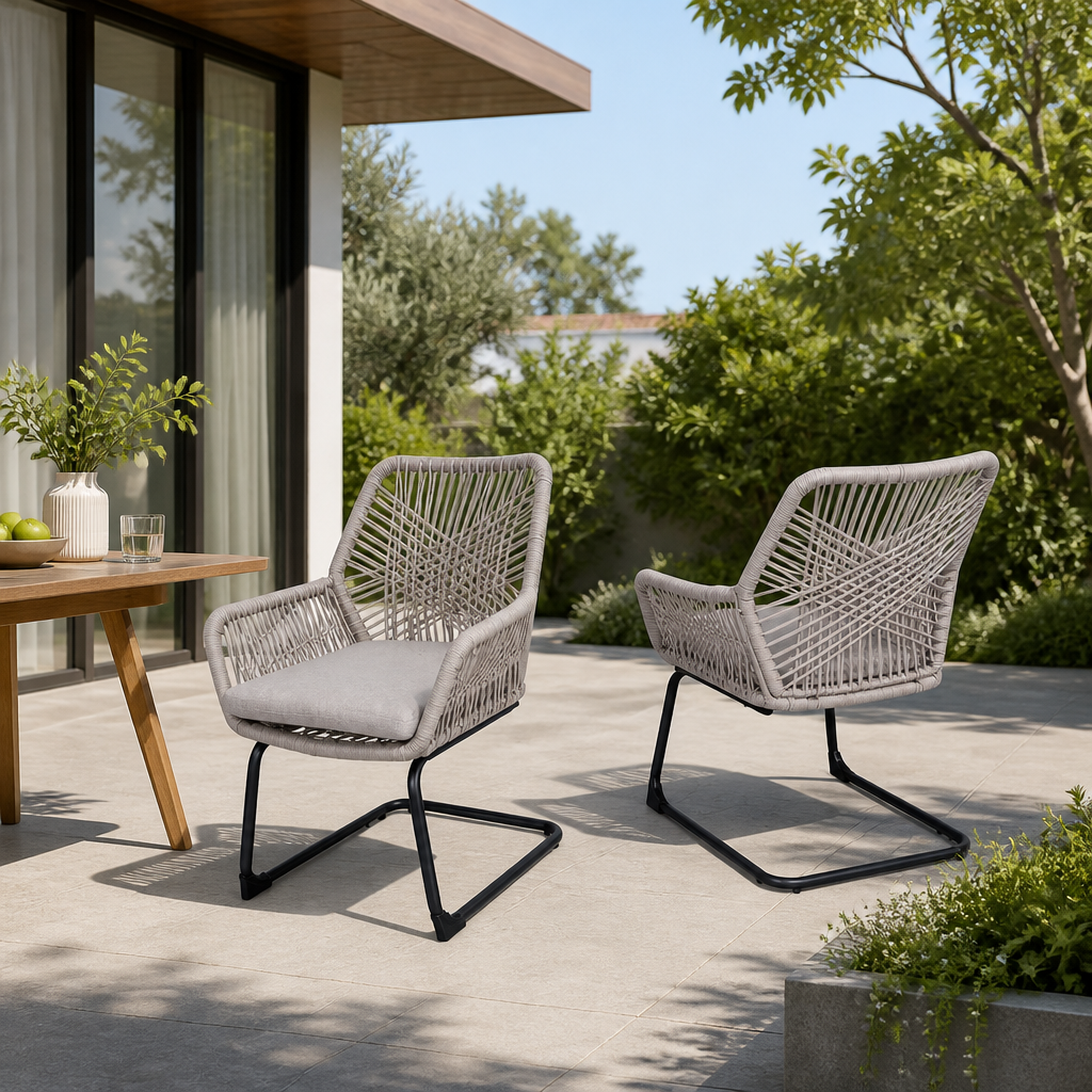 Outdoor Patio Furniture Set of 2 Metal Grey