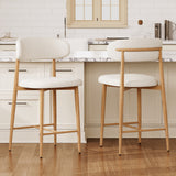 Set of 2 Metal Bar Stool Beige