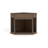 44.6" Corner MDF Dog Crate Furniture Cabinet Walnut