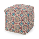 Amelia Handcrafted Multicolored Fabric Pouf, 16 Inch