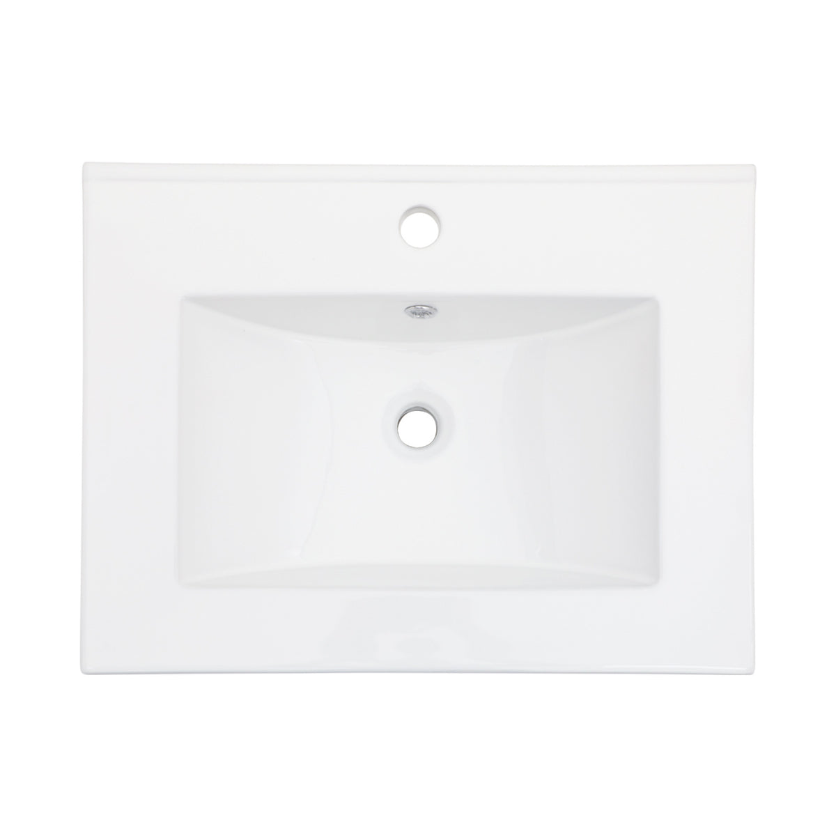 Premium Ceramic White Rectangular Vanity Top with Single Faucet Hole and Overflo