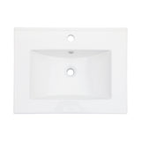 Premium Ceramic White Rectangular Vanity Top with Single Faucet Hole and Overflo