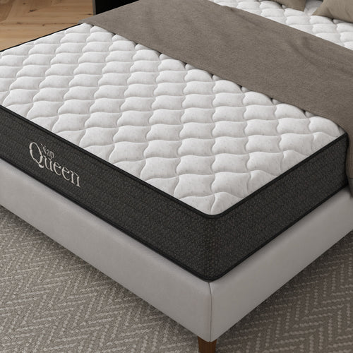 Queen Cooling Gel Hybrid Mattress 12 Inch Grey White Foam Spring