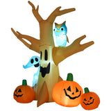 HOMCOM 7.5' Tall Lighted Halloween Inflatables Outdoor Decorations Haunted Tree