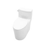 Modern One-Piece Elongated Toilet in White with Sleek Design