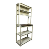 31.50" White and Rustic Brown color 5-Tier Bakers Rack for Kitchen