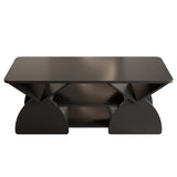 Round Engineered Wood Coffee Table with Storage Black