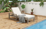 Outdoor Patio Furniture Set of 2 Acacia Wood Gray