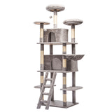 Large 70.87in Cat Tree W/2 Private Condos, 3 Perches&Hanging Hammock