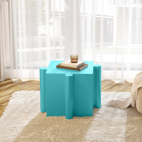 Puzzle Art Side Table, Modular Convex Edge MGO Table - Buy Singles or Combine for Custom Layouts,  Indoor & Outdoor,Light Blue Color