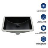 Modern Black Ceramic Undermount Bathroom Sink with Overflow, 21' x 14.75', High-