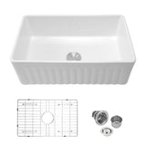 White Ceramic Single Bowl Kitchen Sink 33 inch Reversible