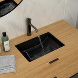 Modern Black Ceramic Undermount Bathroom Sink with Overflow, 21' x 14.75', High-