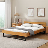 Queen Pine Wood Bed Frame Natural Black