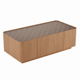Rectangular Engineered Wood Coffee Table with Storage Natural Walnut