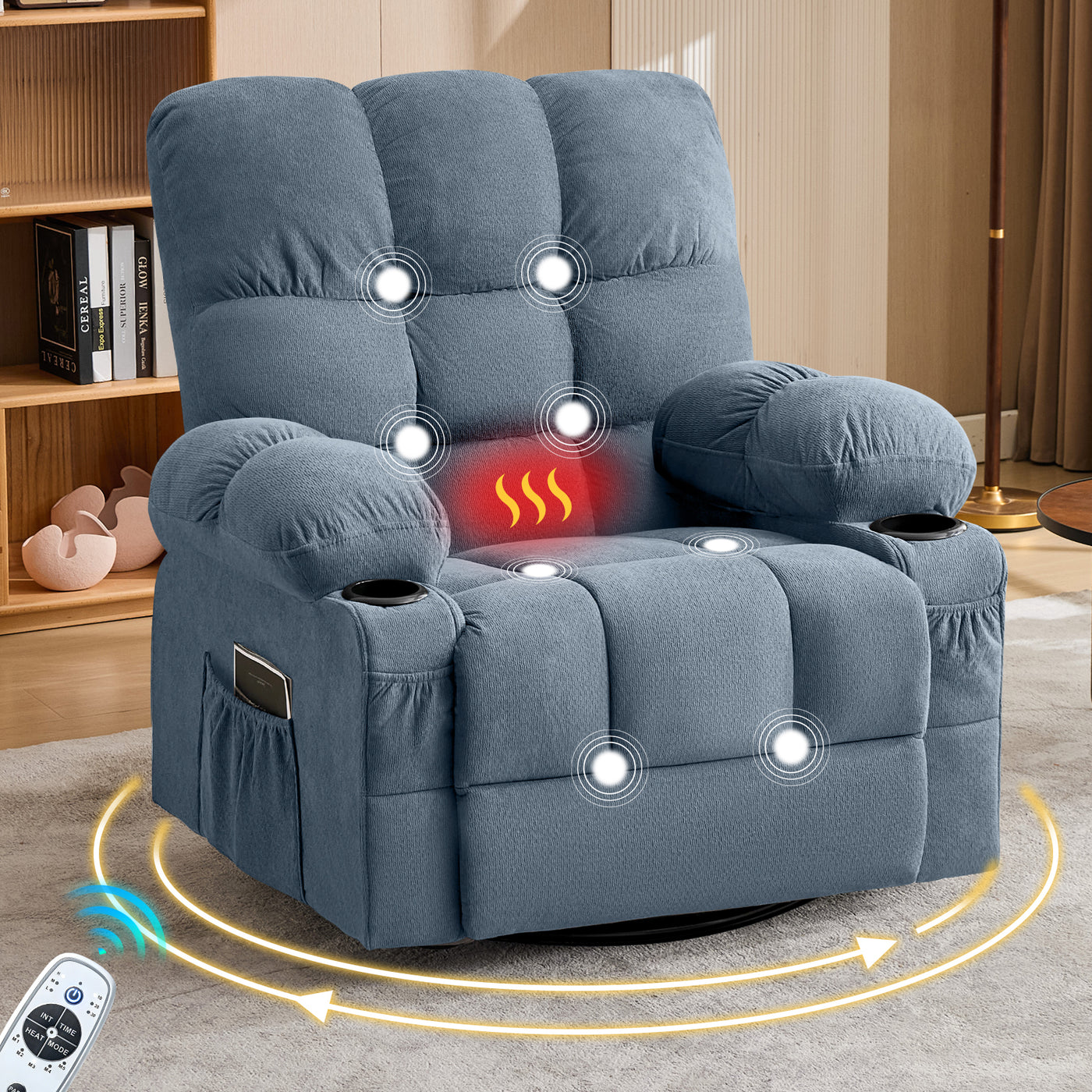 Massage Recliner Chair 350LBS Vibration Heating USB Port