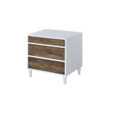 Accent Table - White & Weathered Oak - 3 Drawers - Tapered Legs