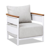 Rhodes 29' Upholstered Teak & Aluminum Patio Arm Chair Birch Gray Chenille