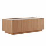 Rectangular Engineered Wood Coffee Table with Storage Natural Walnut