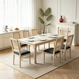 Grey Upholstered Dining Chairs Set of 2 Rattan Back
