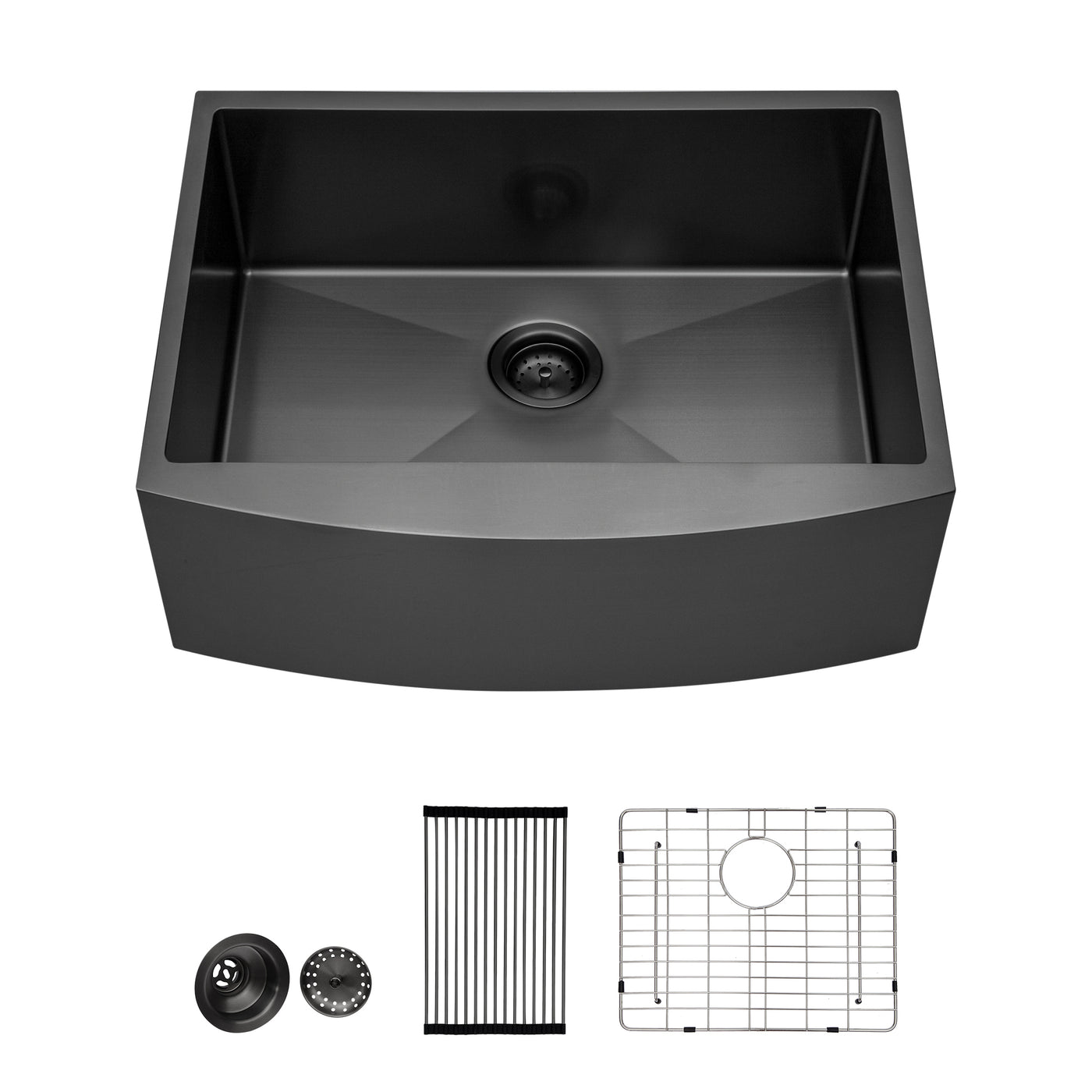 24 Inch Gunmetal Black Stainless Steel Apron Front Farmhouse Sink