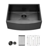 24 Inch Gunmetal Black Stainless Steel Apron Front Farmhouse Sink