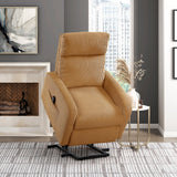 Yellow Plush Corduroy Power Lift Chair Recliner