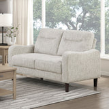 Taupe Chenille Upholstery Loveseat Solid Wood