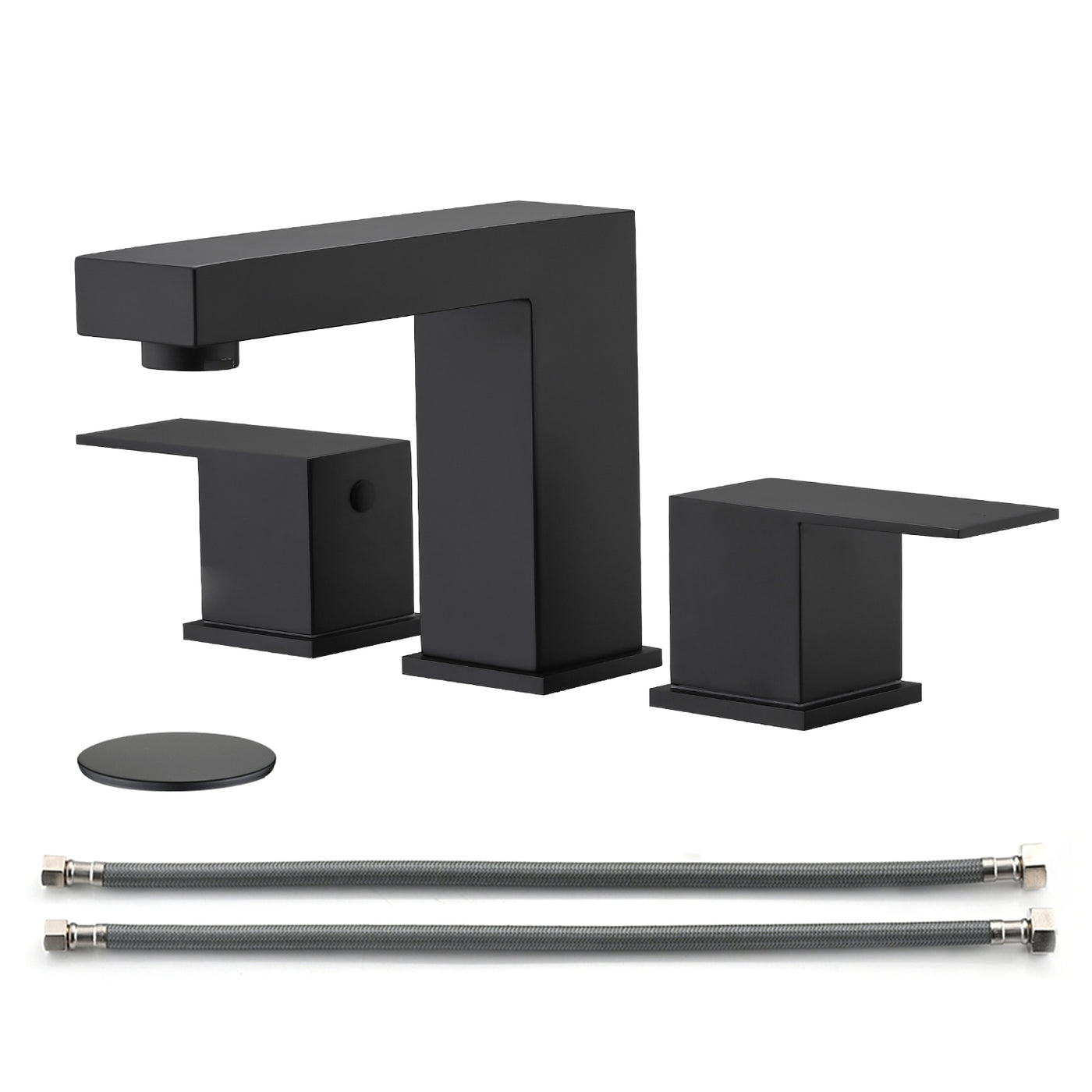 Matte Black Widespread Bathroom Faucet 8" Deck Mount 2 Handle