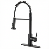 Industrial Pull Down Kitchen Faucet Matte Black Stainless Steel