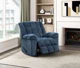 Blue Chenille Reclining Chair with Rocking Motion