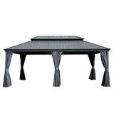 12' x 18' Hardtop Gazebo Metal Roof Drainage System Grey