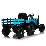 Ride on Tractor with Trailer,24V 400W Powered Electric Tractor Toy w/Remote Cont