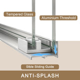 56-60in x 72in Aluminum Frame Double Sliding Shower Door, Brushed Nickel, 6mm