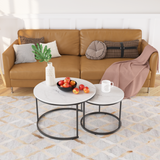 Round Wood Nesting Tables Set of 2 White