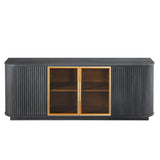 Modern 64" Wavy TV Cabinet with LED Lights Black