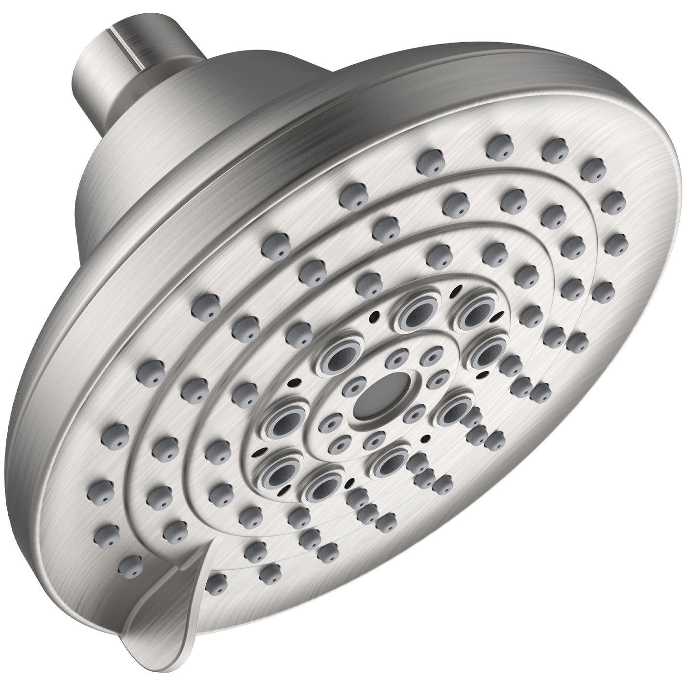 High Pressure Shower Head 6 Settings Rain Fixed Brushed Nickel