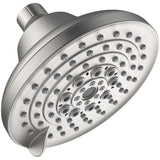 High Pressure Shower Head 6 Settings Rain Fixed Brushed Nickel