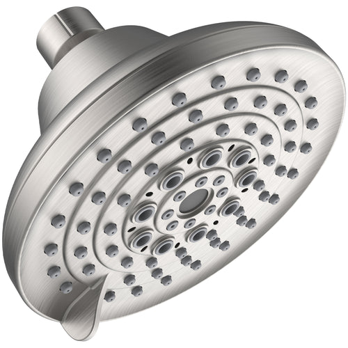 High Pressure Shower Head 6 Settings Rain Fixed Brushed Nickel