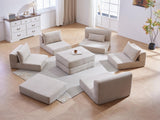 Sectional Sofa L-Shape Fabric Camel 4 Seat 100 In 5 Pillows No Assembly