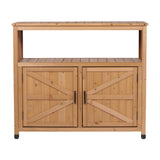 Wooden Patio Bar Table Set with Storage Light Brown