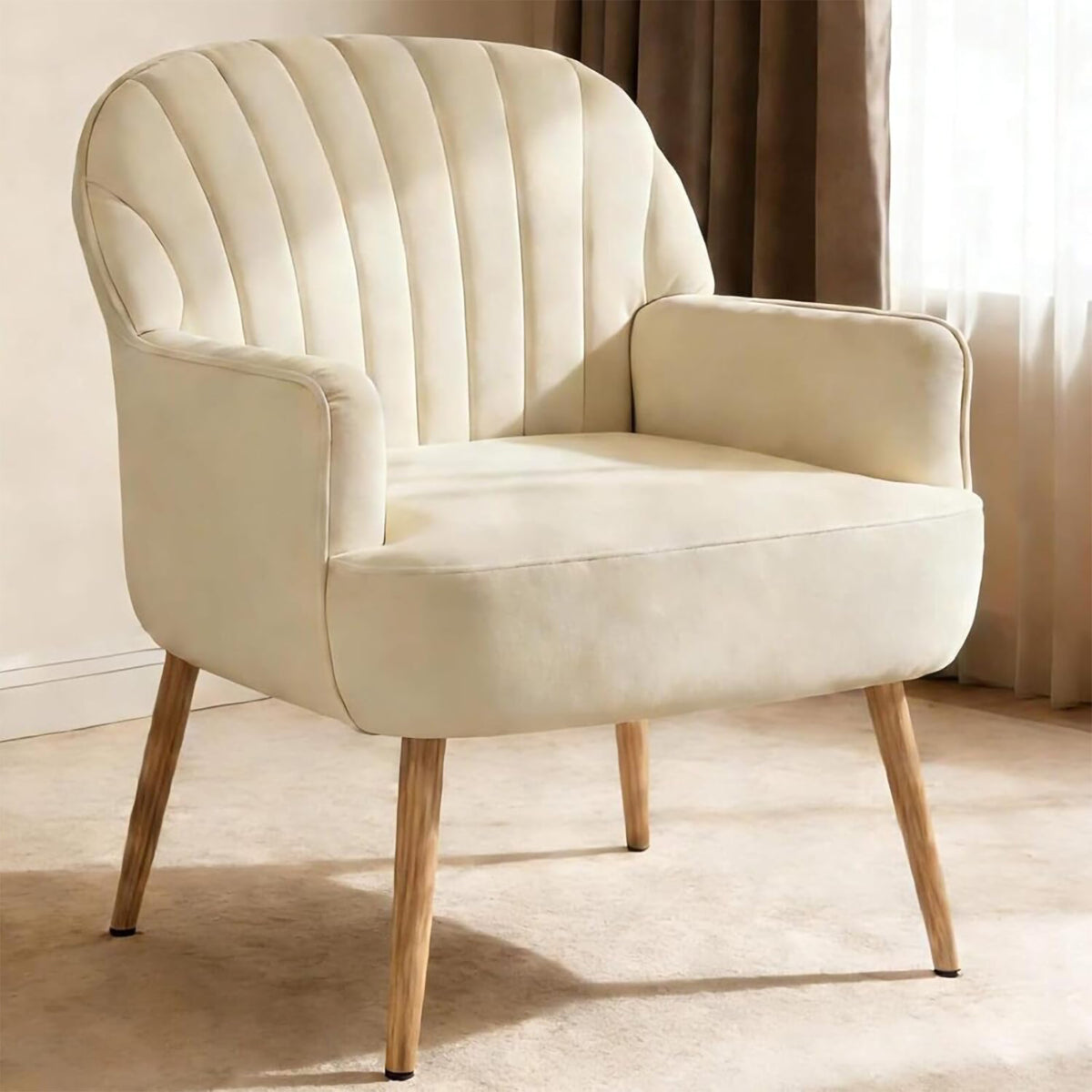 Velvet Accent Chair Beige